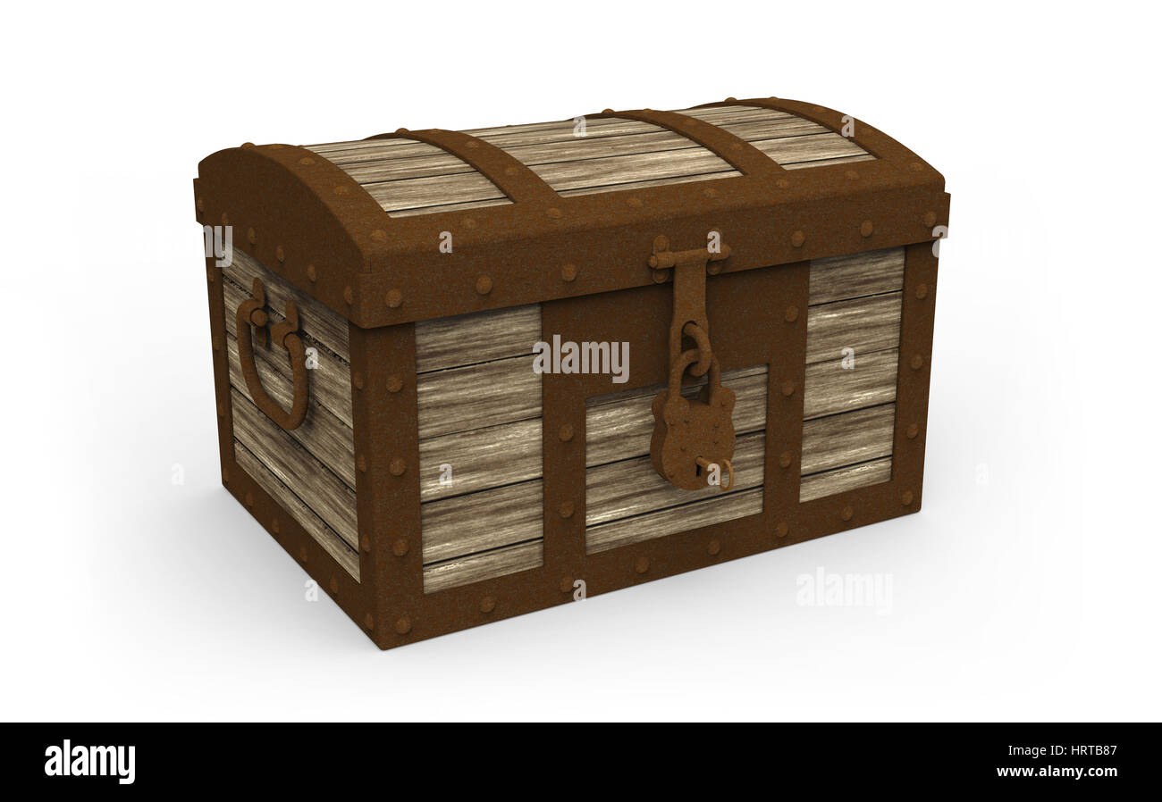 Treasure chest closed on white background 3D rendering Stock Photo - Alamy