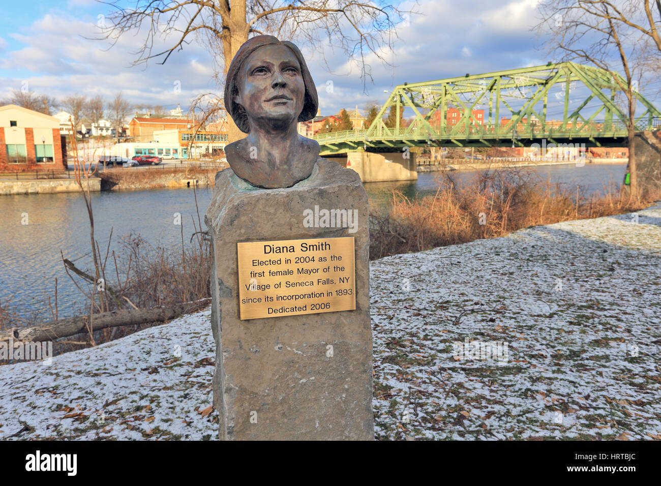 Bust of Diana Smith first female mayor of Seneca Falls  on the Ludovico sculpture trail Seneca Falls New York Stock Photo