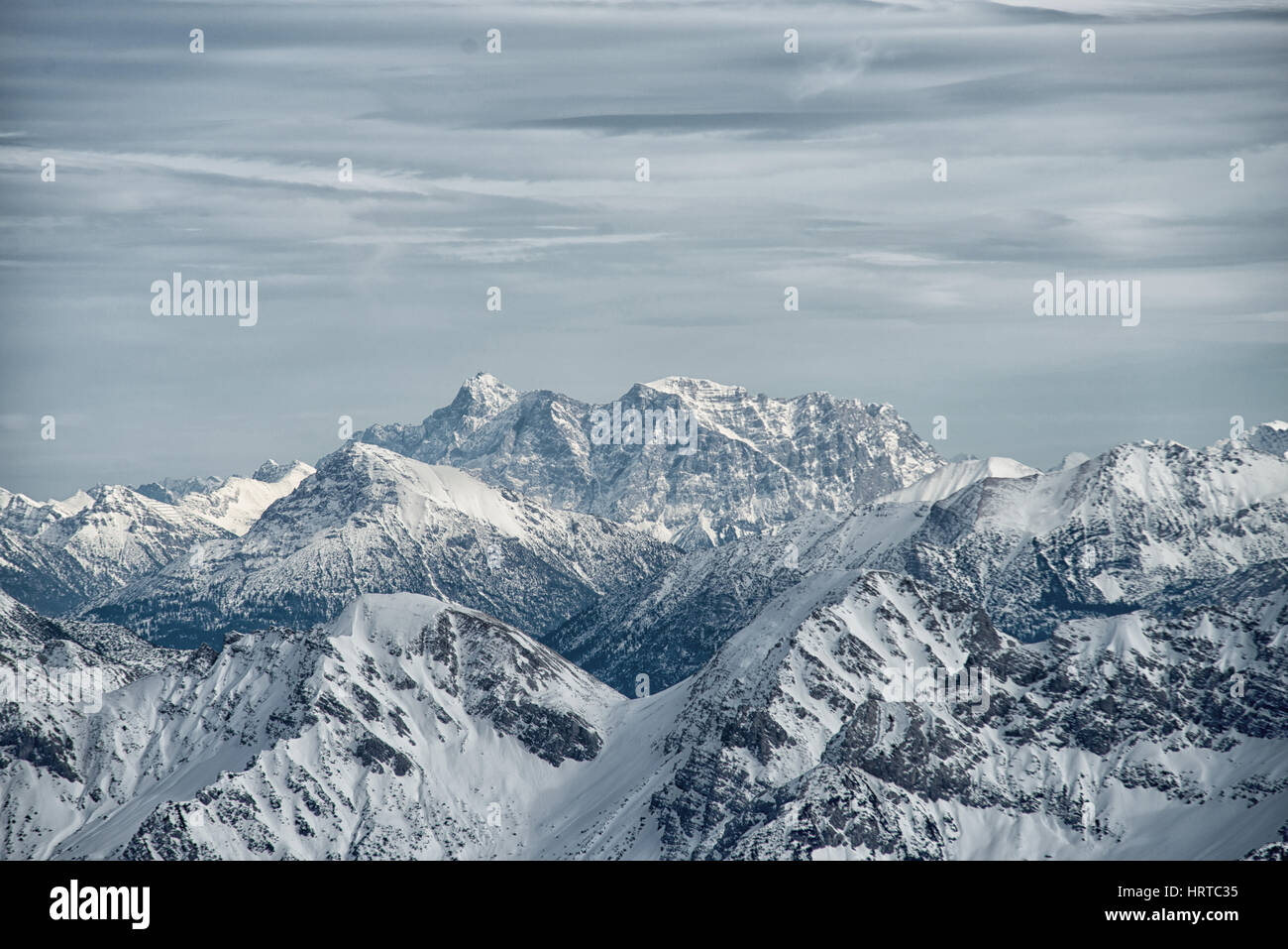 view from the Nebelhorn mountain, Bavarian Alps, Oberstdorf, Germany Stock Photo