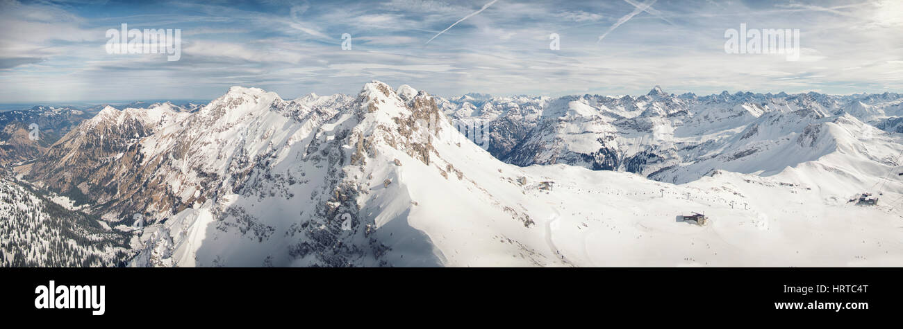 view from the Nebelhorn mountain, Bavarian Alps, Oberstdorf, Germany Stock Photo