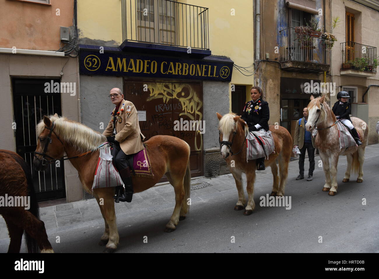Barcelona, Spain. 03rd Mar, 2017. People ride horses during the