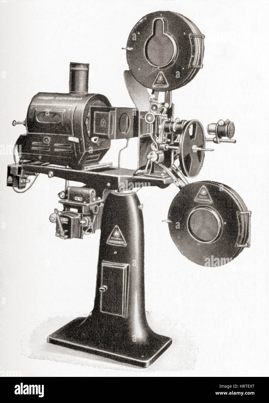 A Krupp-Ernemann Imperator, silent movie projector, c.1910.  From Meyers Lexicon, published 1927. Stock Photo