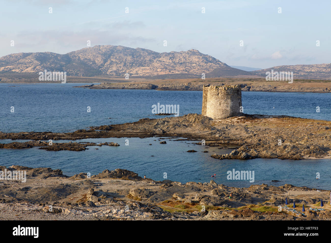 View of La Pelosa tower in Stintino, Sardinia, Italy Stock Photo