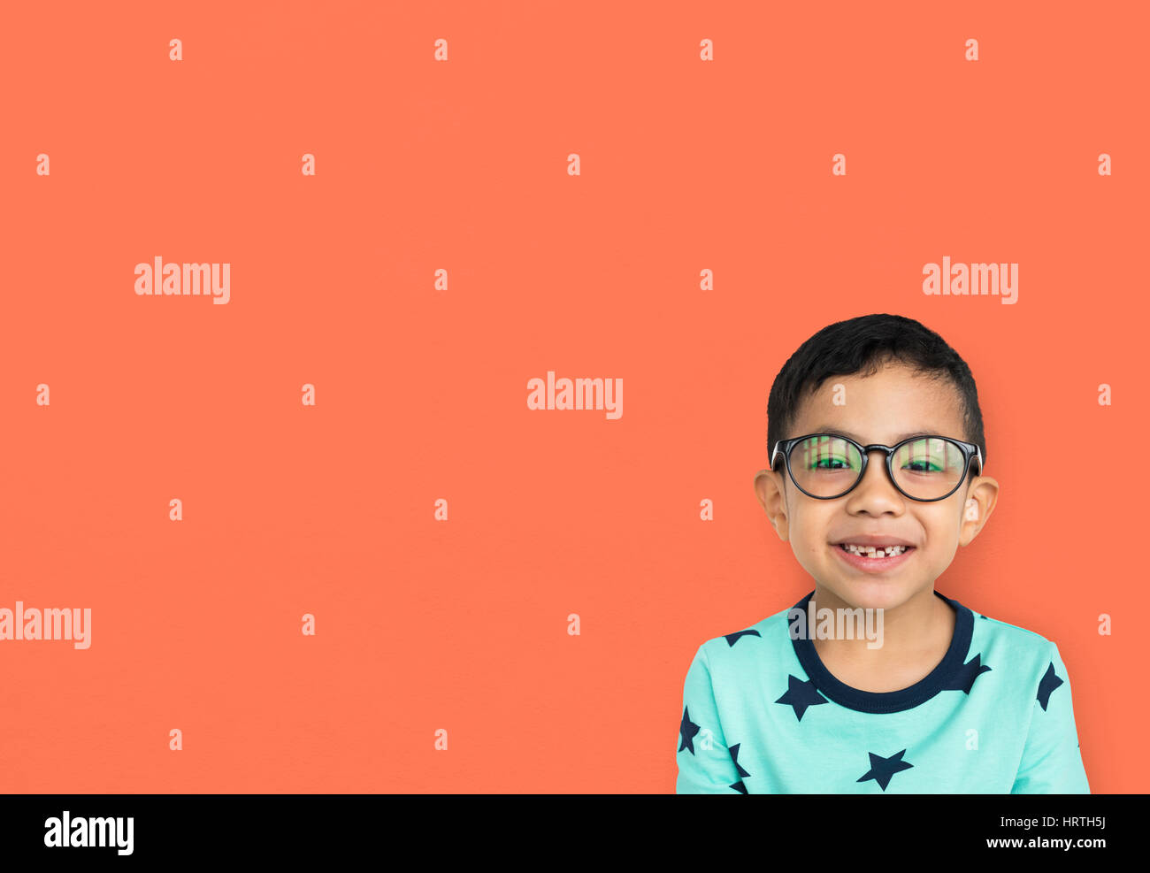 Little Boy Wear Glasses Smile Studio Stock Photo Alamy