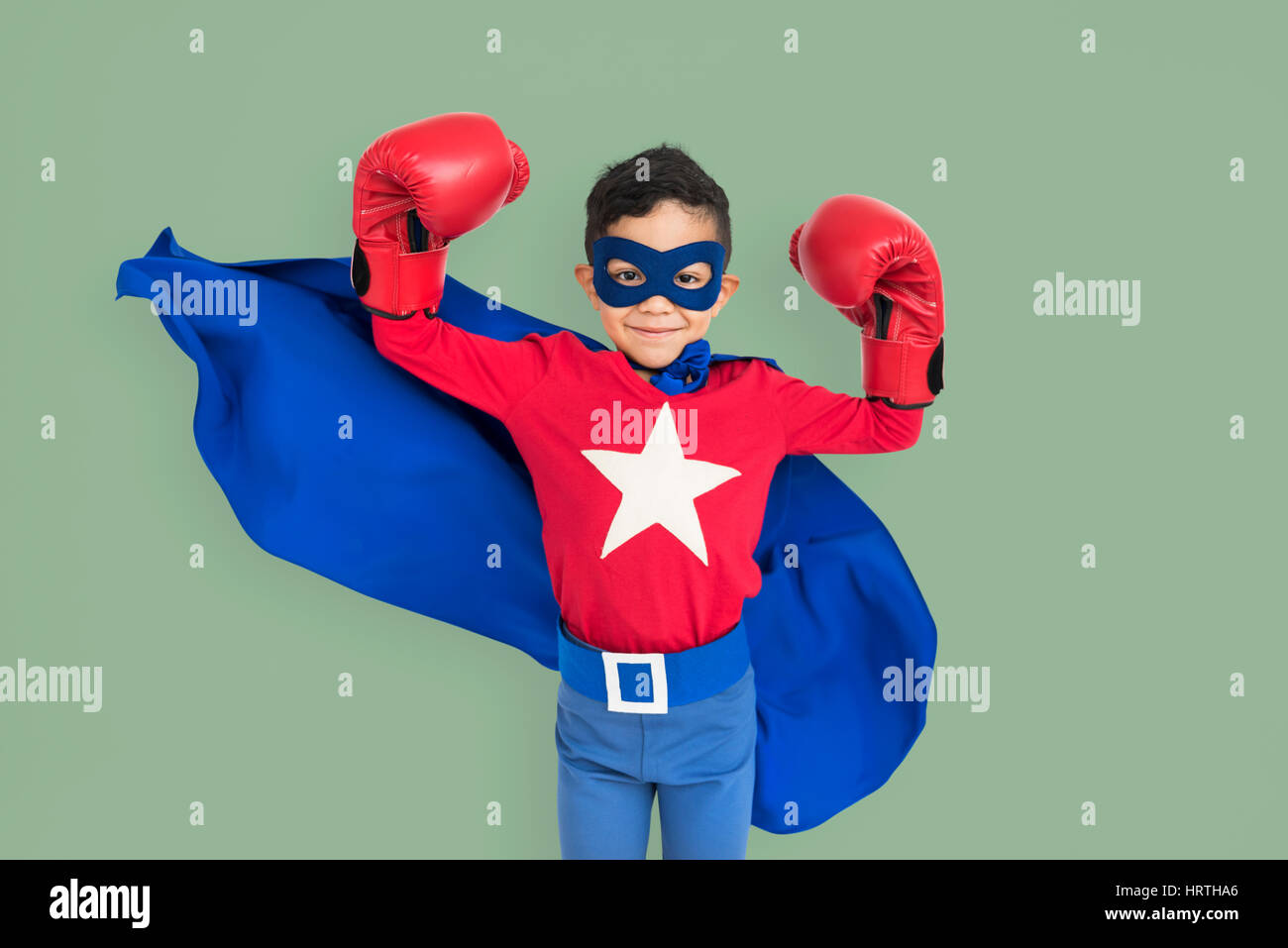 Superhero Kid Mighty Strength Concept Stock Photo Alamy