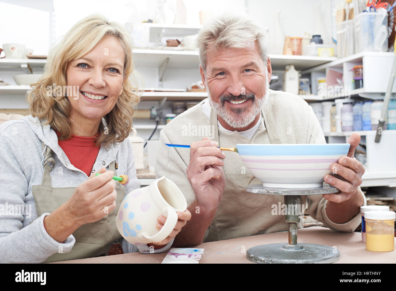 Mature Couple Enjoying Pottery Class Together Stock Photo Alamy