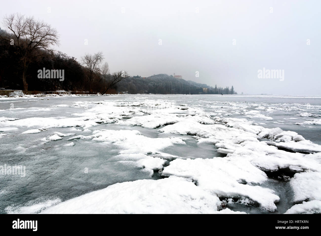 Lake Balaton in winter time at Tihany, Hungary Stock Photo