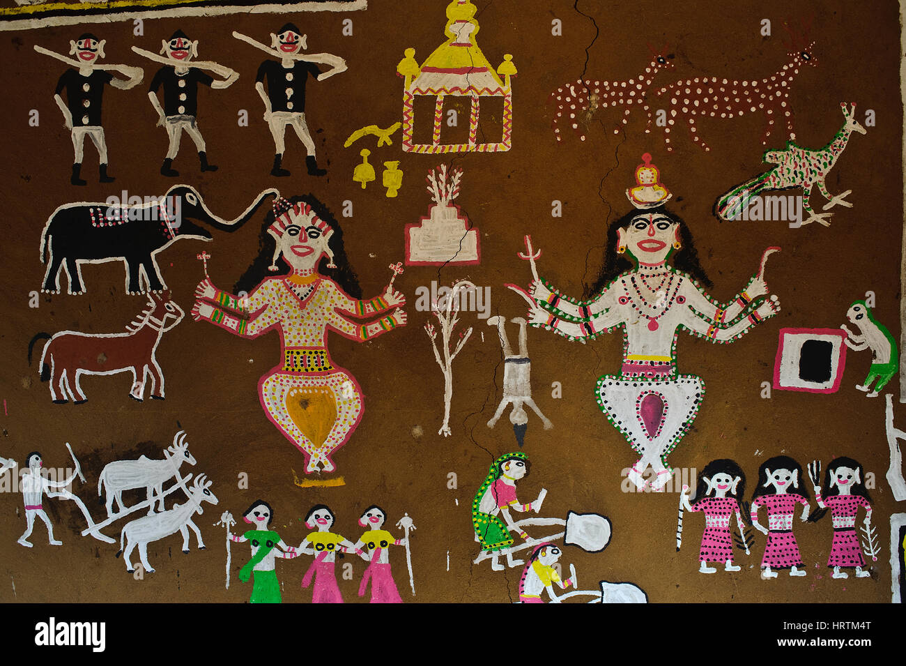 Tribal mural painting ( India) Stock Photo