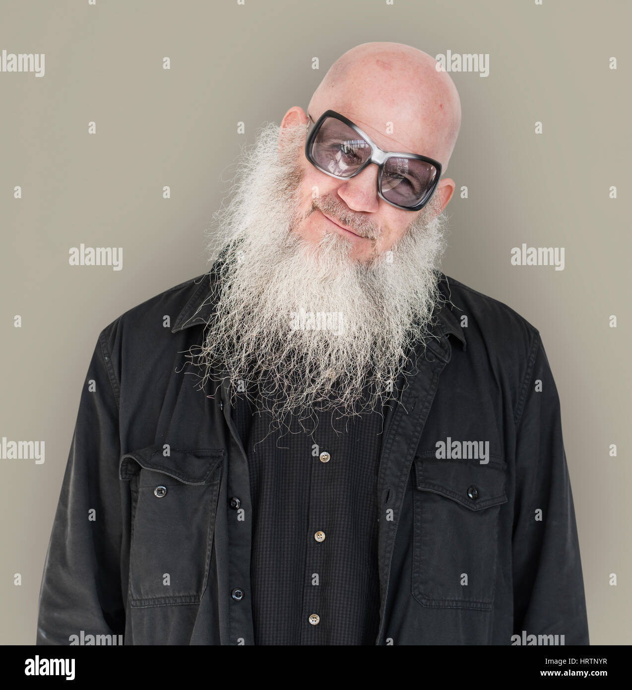 Portrait man long beard sunglasses hi-res stock photography and
