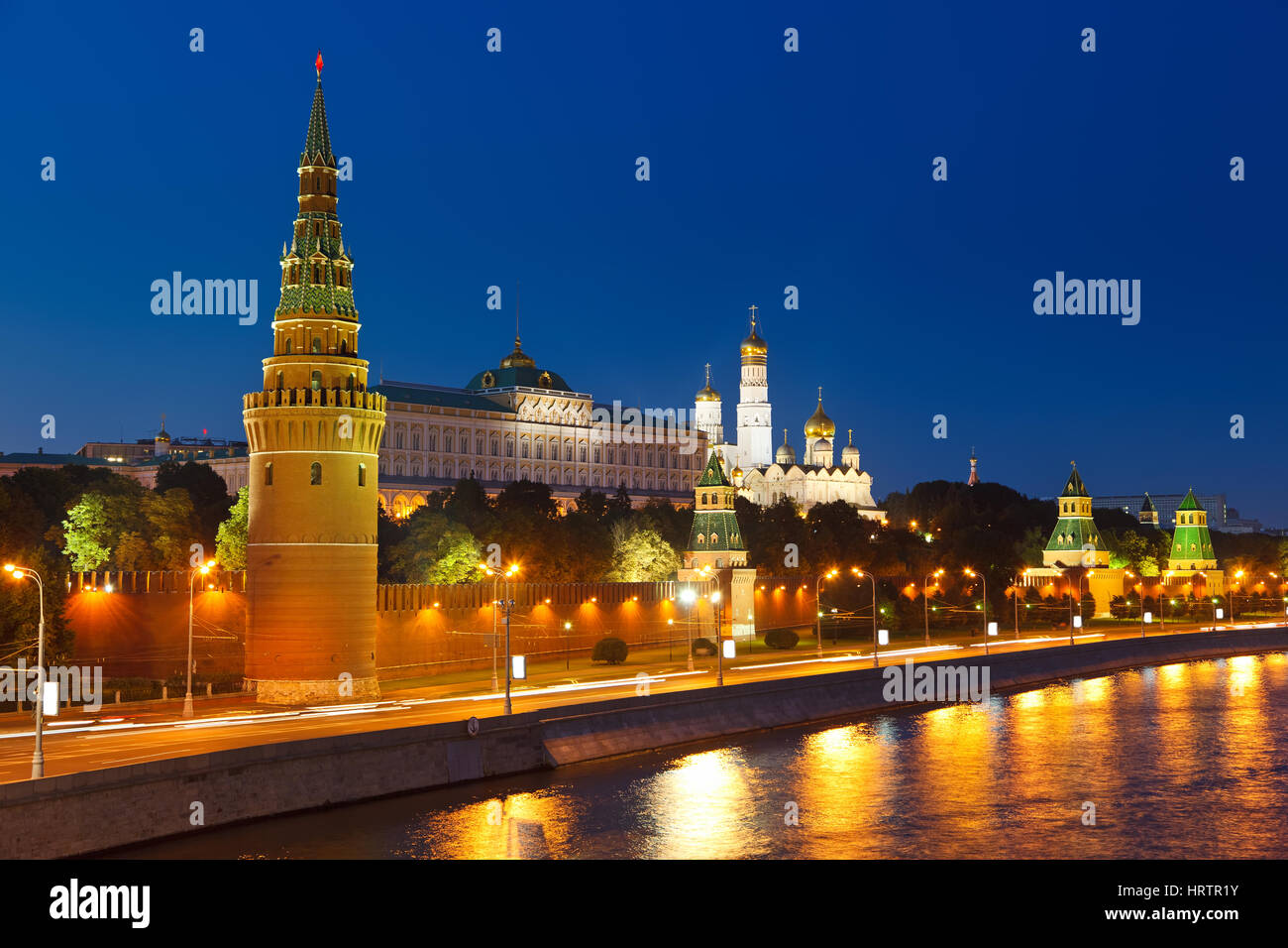 Moscow Kremlin at night Stock Photo
