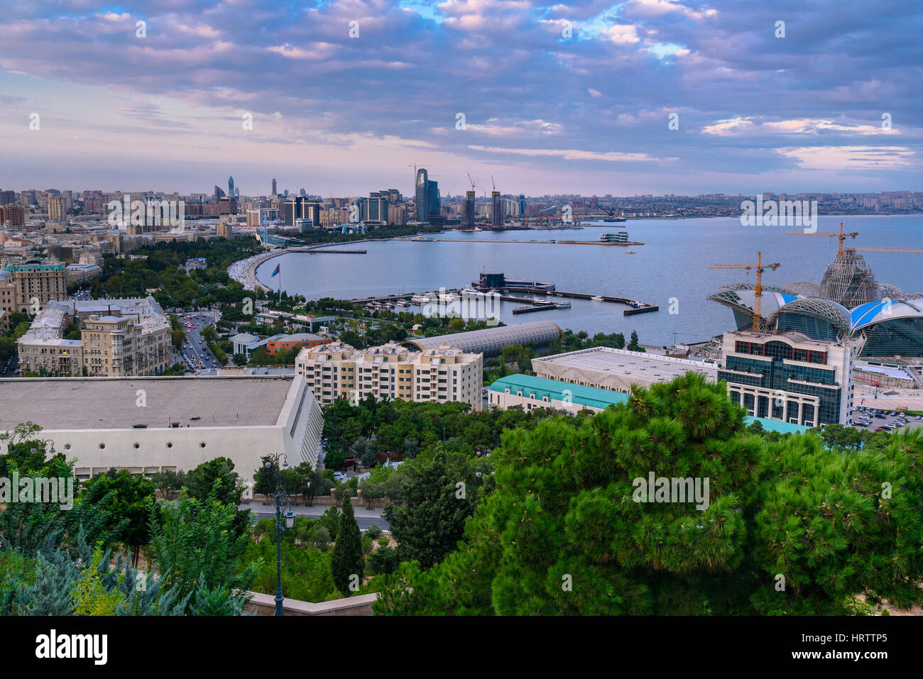 View of the city boulevard in the evening. Baku. Azerbaijan Stock Photo