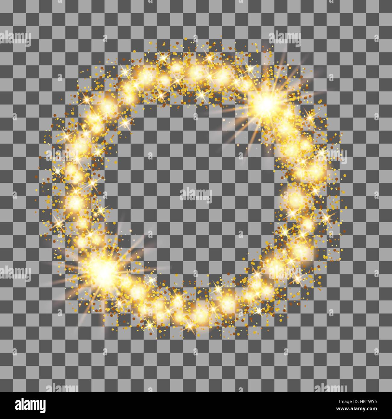 Gold Glow Glitter Circle Frame With Stars On Transparent Background Stock Vector Image Art Alamy