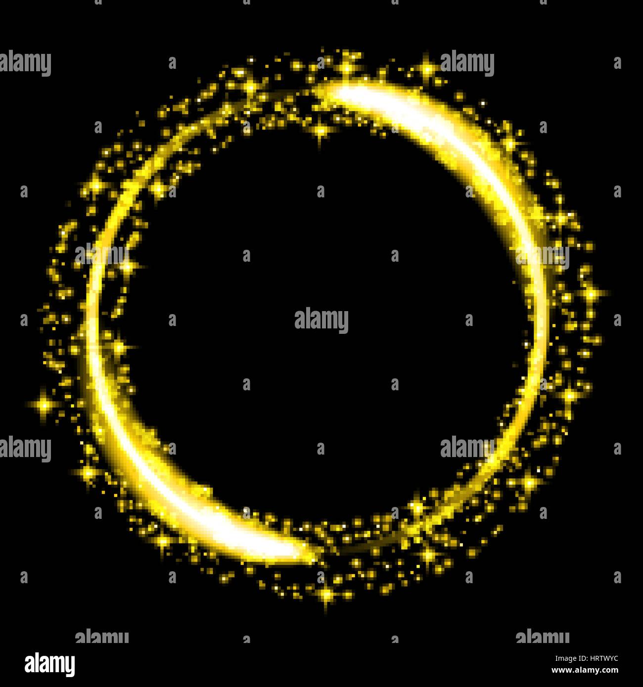 Gold glitter star dust circle. Vector illustration Stock Vector Image ...