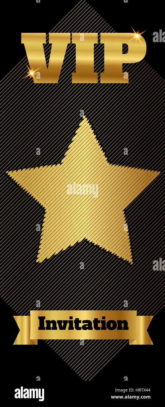 VIP club party premium invitation card flyer with star. Black and gold ...