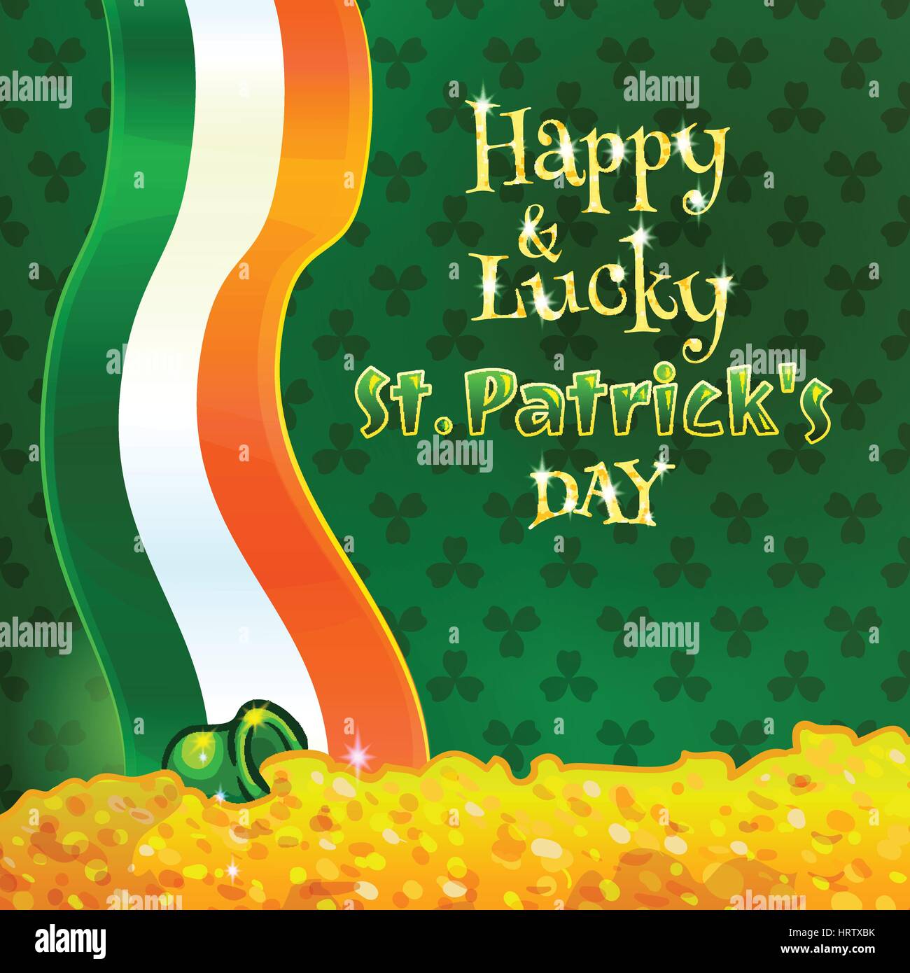 Happy and Lucky St Patricks Day greeting card or poster template ...
