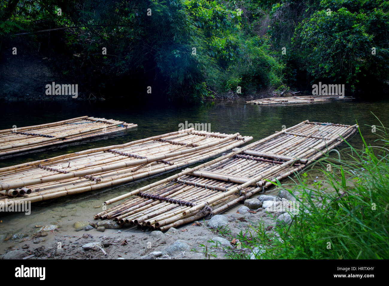 bamboo rafts for rafting Stock Photo