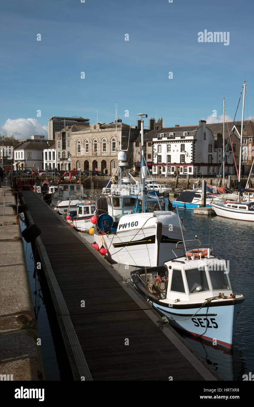 Sutton Harbour at the Barbican area in Plymouth South devon England UK Stock Photo