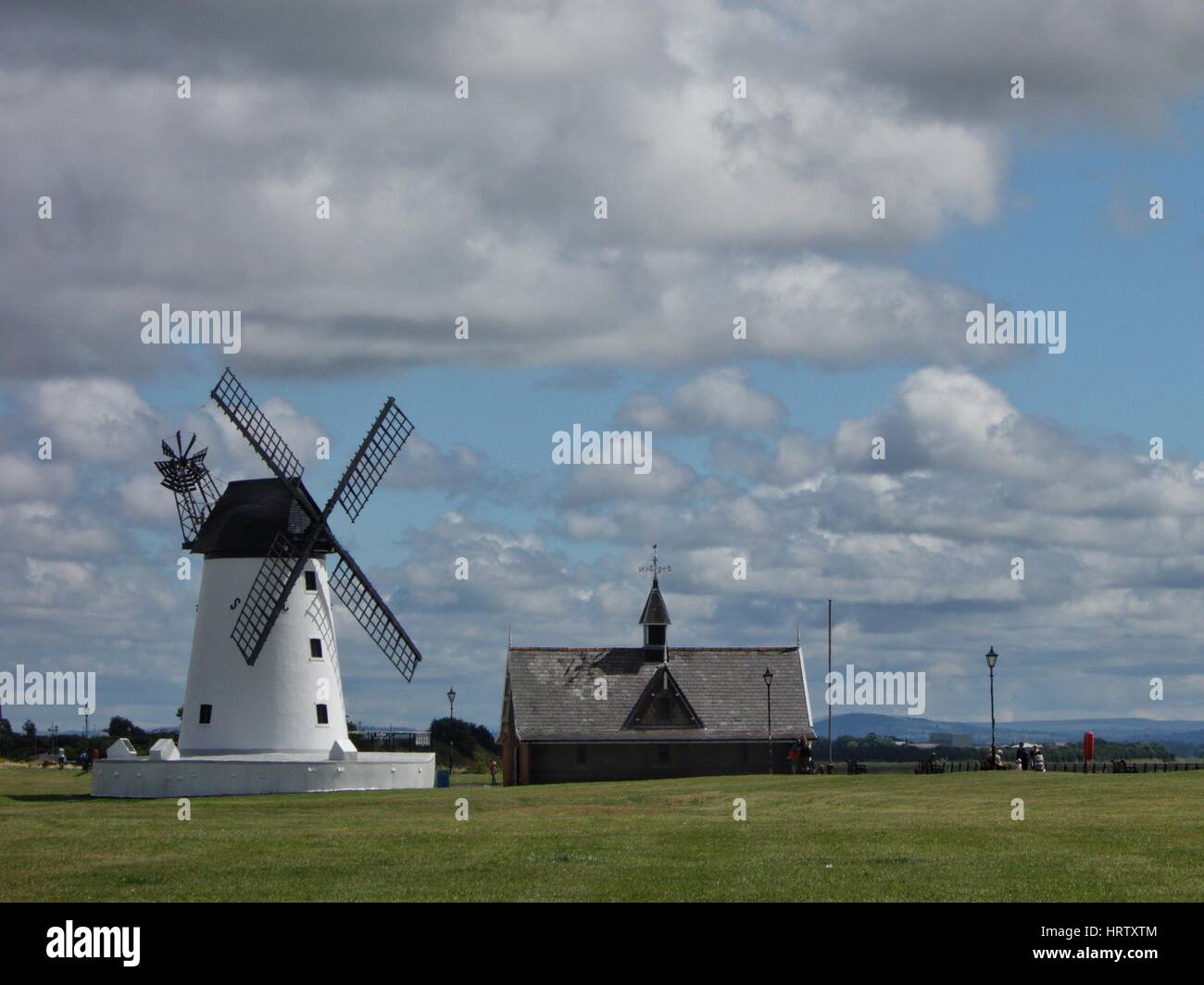 Lytham Windmill on the Green Stock Photo