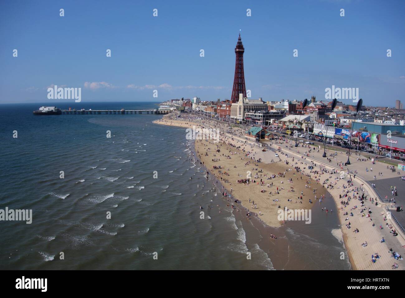 Aerial view of Blackpool Tower and promenade Stock Photo