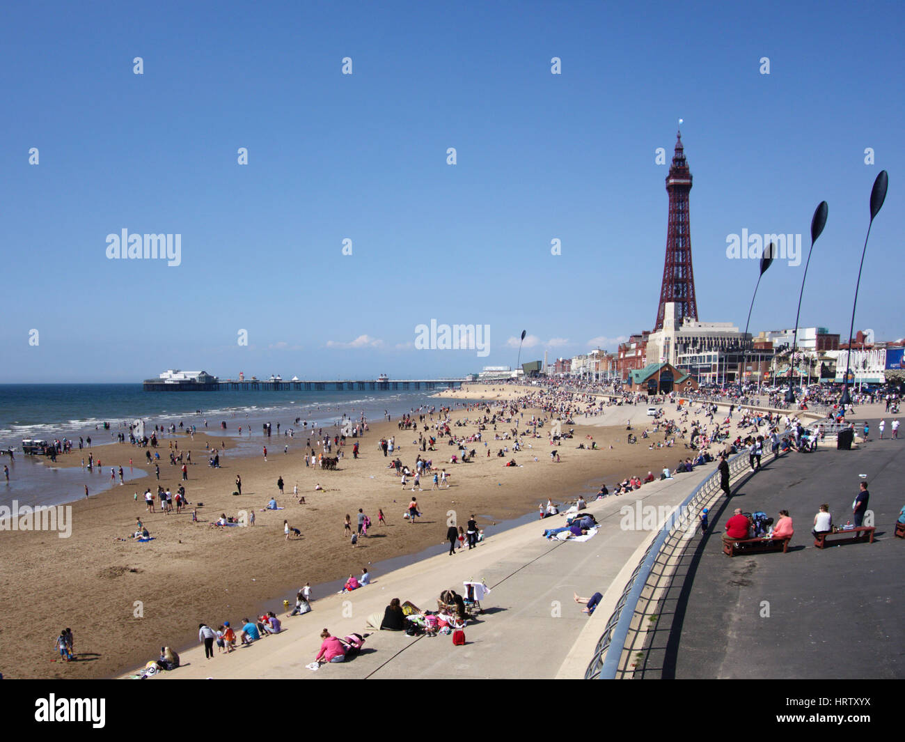 Blackpool Tower and beach in the summer Stock Photo