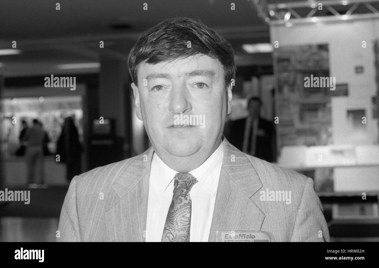 Alan Wynne Williams, Labour party Member of Parliament for Carmarthen, attends the party conference in Brighton, England on October 1, 1991. Stock Photo