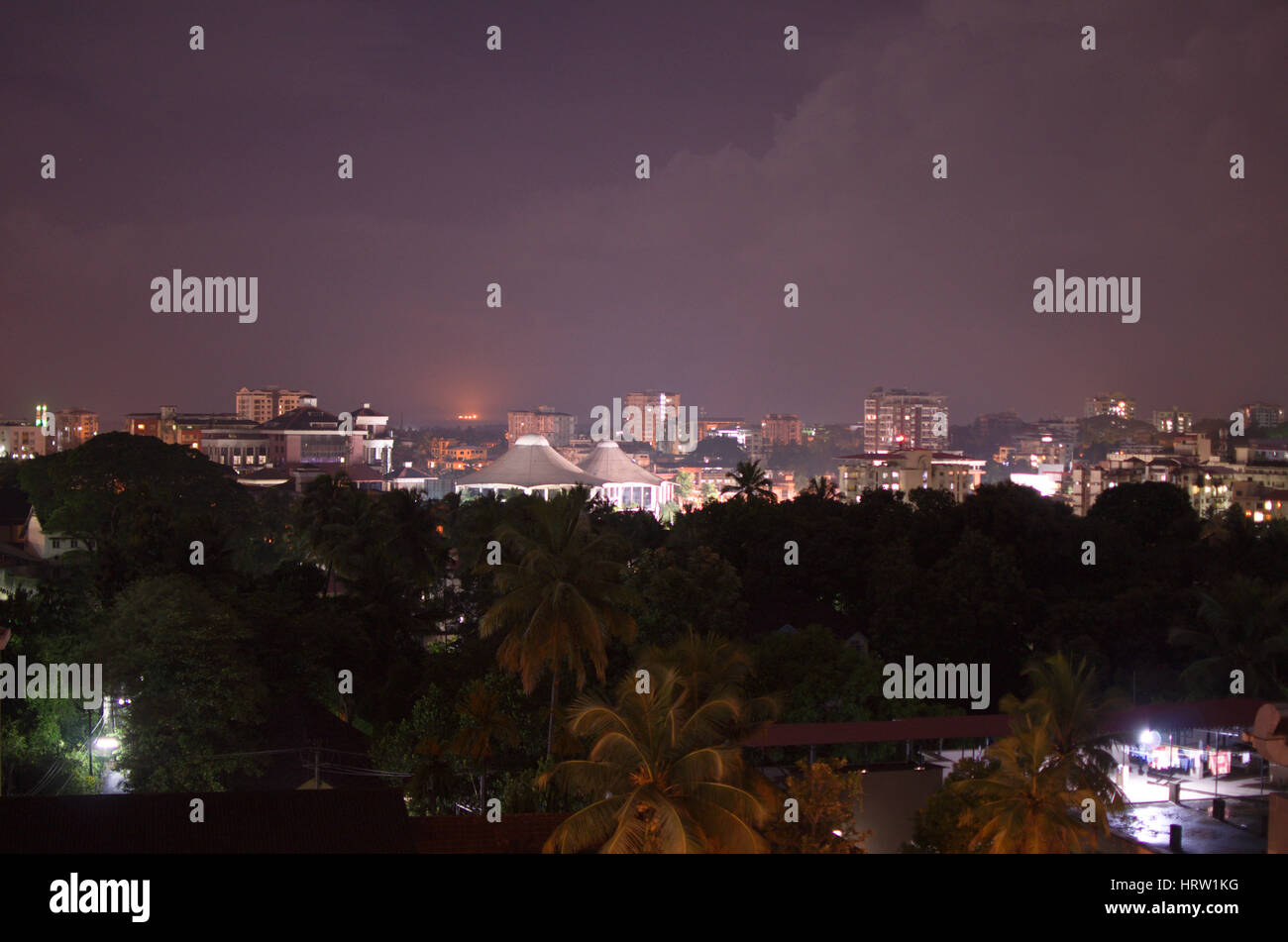 Night landscape of Mangalore City, Karnataka, India Stock Photo