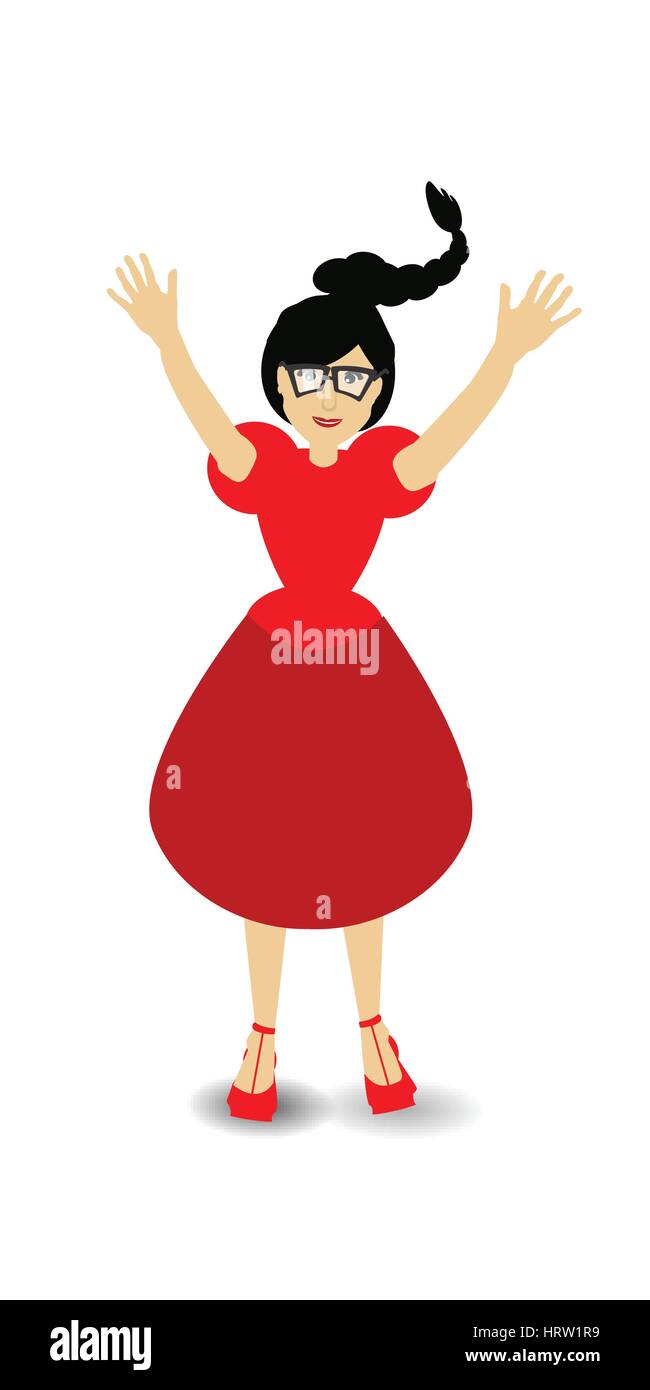 Woman hands up. illustration. use a smart phone, website, printing decorating etc Stock Vector