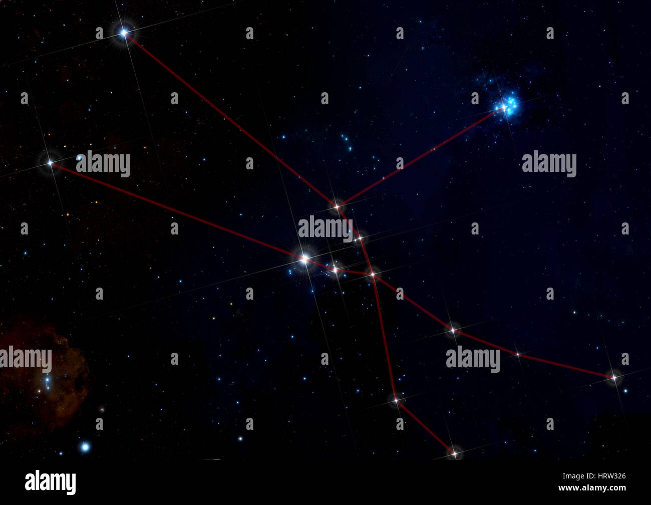 The image illustrate the constellation of Taurus. Stock Photo