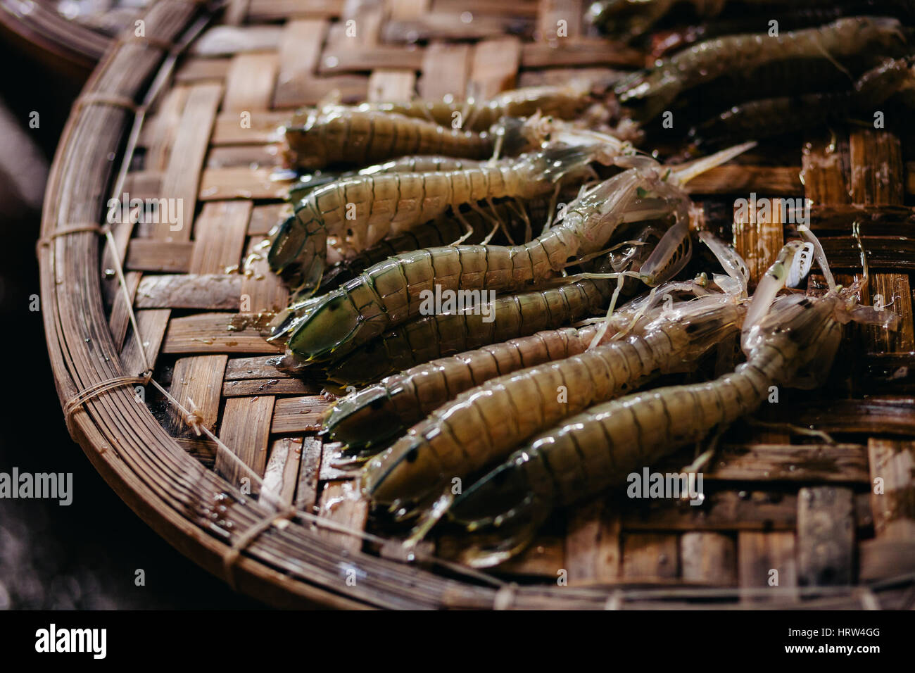 raw mantis prawn close up at asian street market for sale in Vietnam Stock Photo Alamy