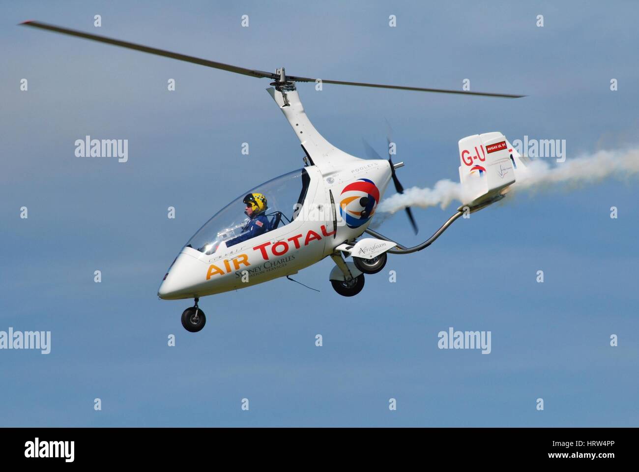 Peter Troy-Davies demonstrates his Calidus Autogyro G-ULUL at the Shoreham airshow in West Sussex, England on August 22, 2015. Stock Photo