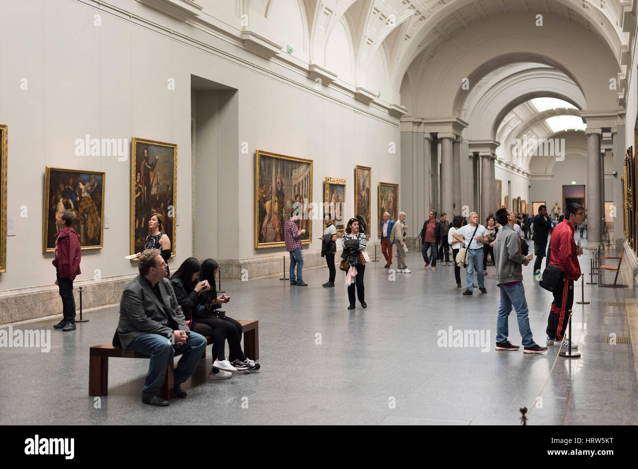 Madrid. Spain. People at the Prado Museum (Museo del Prado). Stock Photo