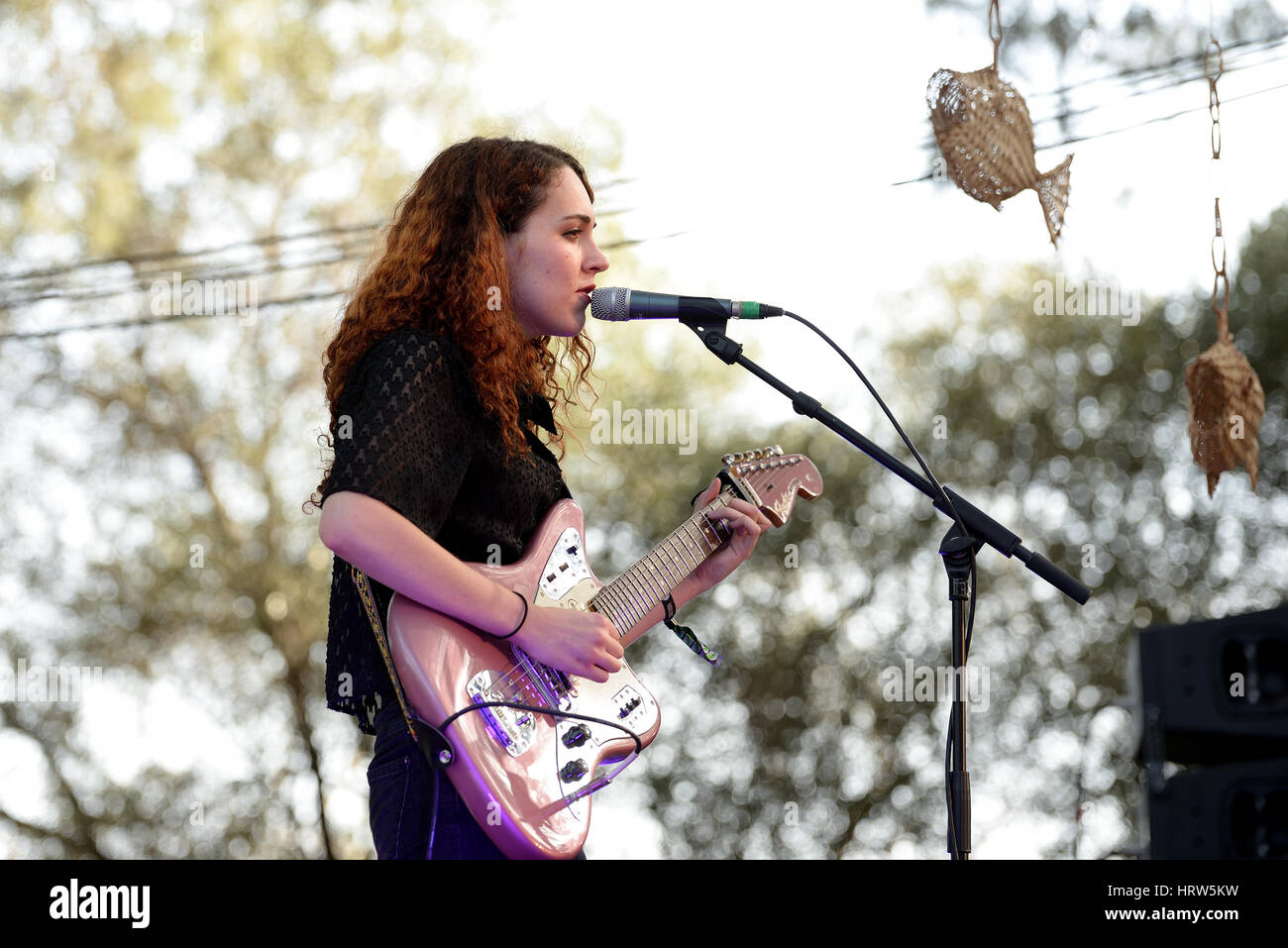 BARCELONA - JUL 4: Nuria Graham (singer and guitarist from Vic) performs at Vida Festival on July 4, 2015 in Barcelona, Spain. Stock Photo