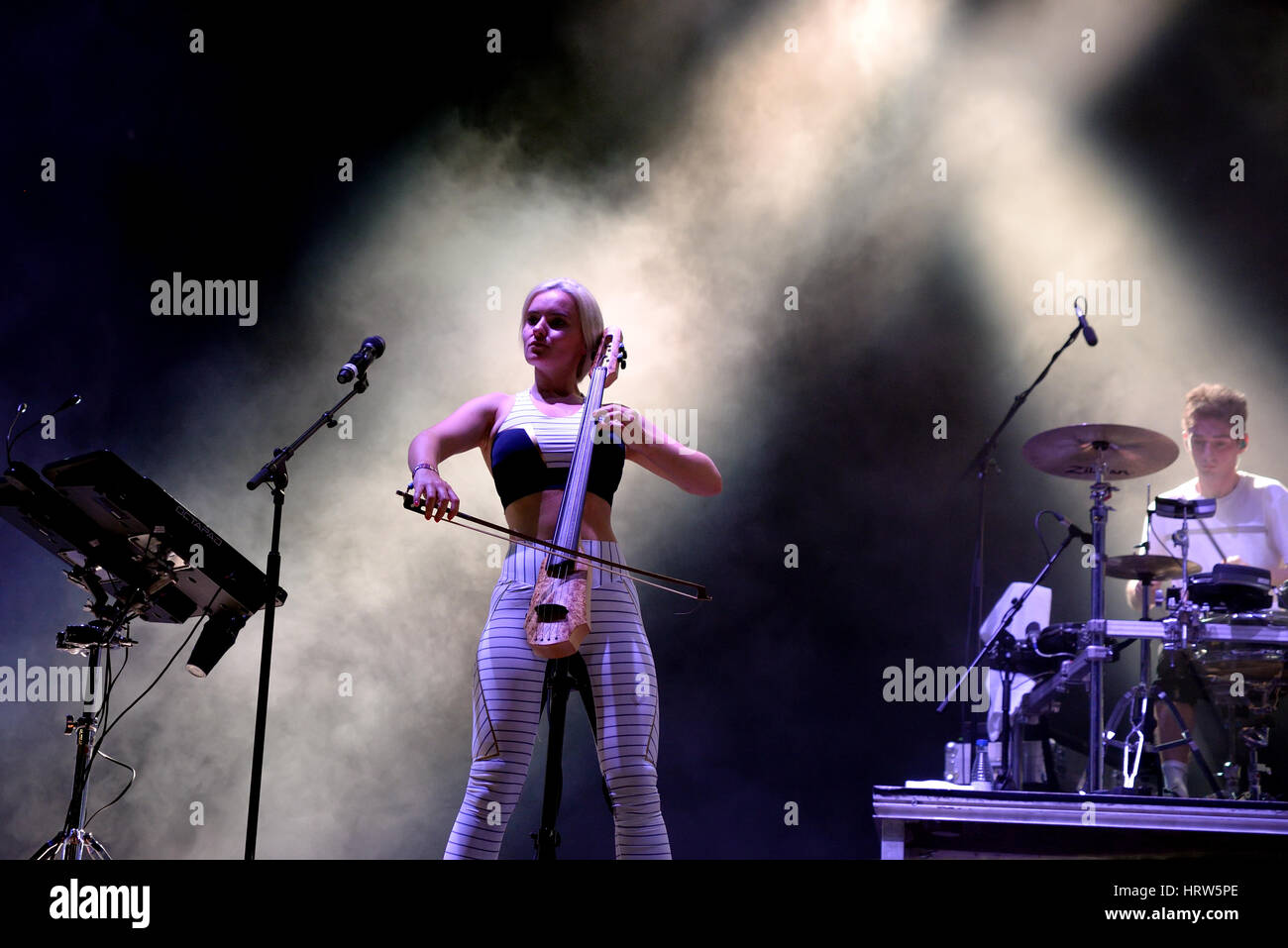 BENICASSIM, SPAIN - JUL 16: Clean Bandit (electronic pop group) in concert at FIB Festival on July 16, 2015 in Benicassim, Spain. Stock Photo