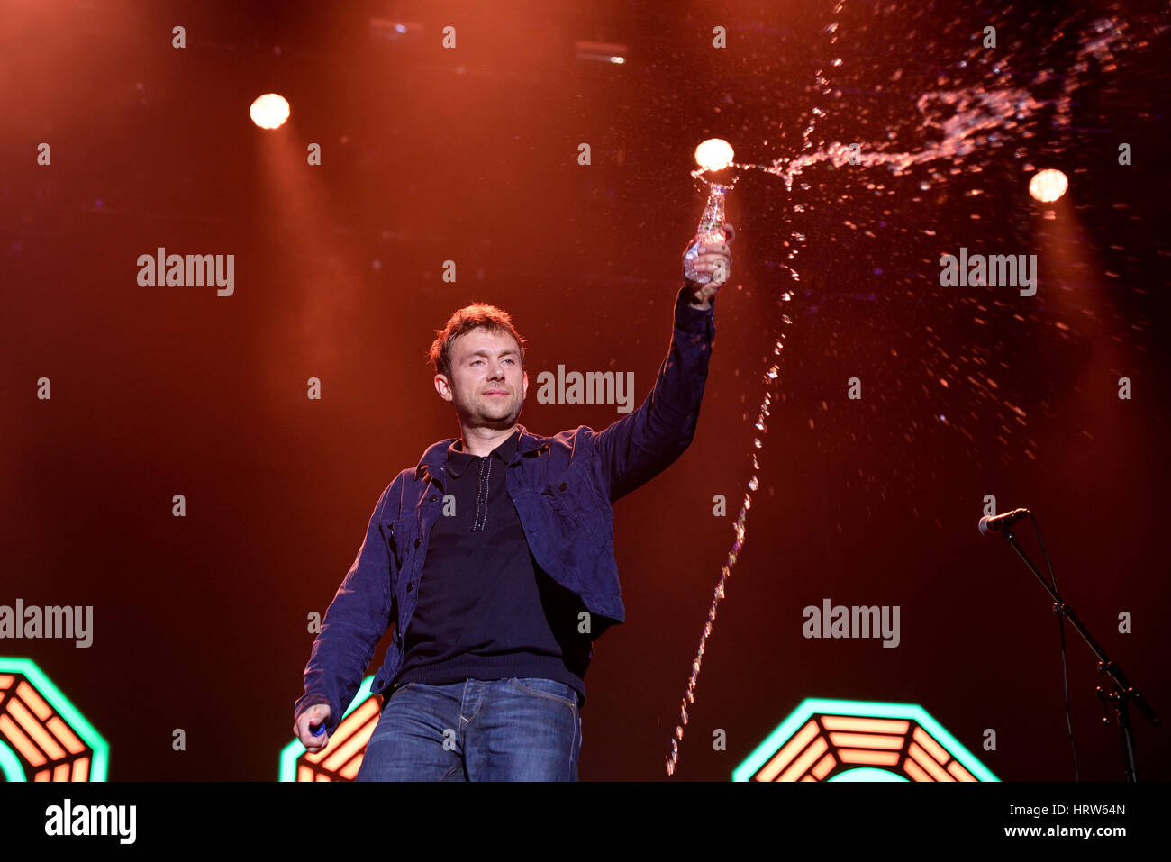 BENICASSIM, SPAIN - JUL 18: Blur (band) in concert at FIB Festival on July 18, 2015 in Benicassim, Spain. Stock Photo