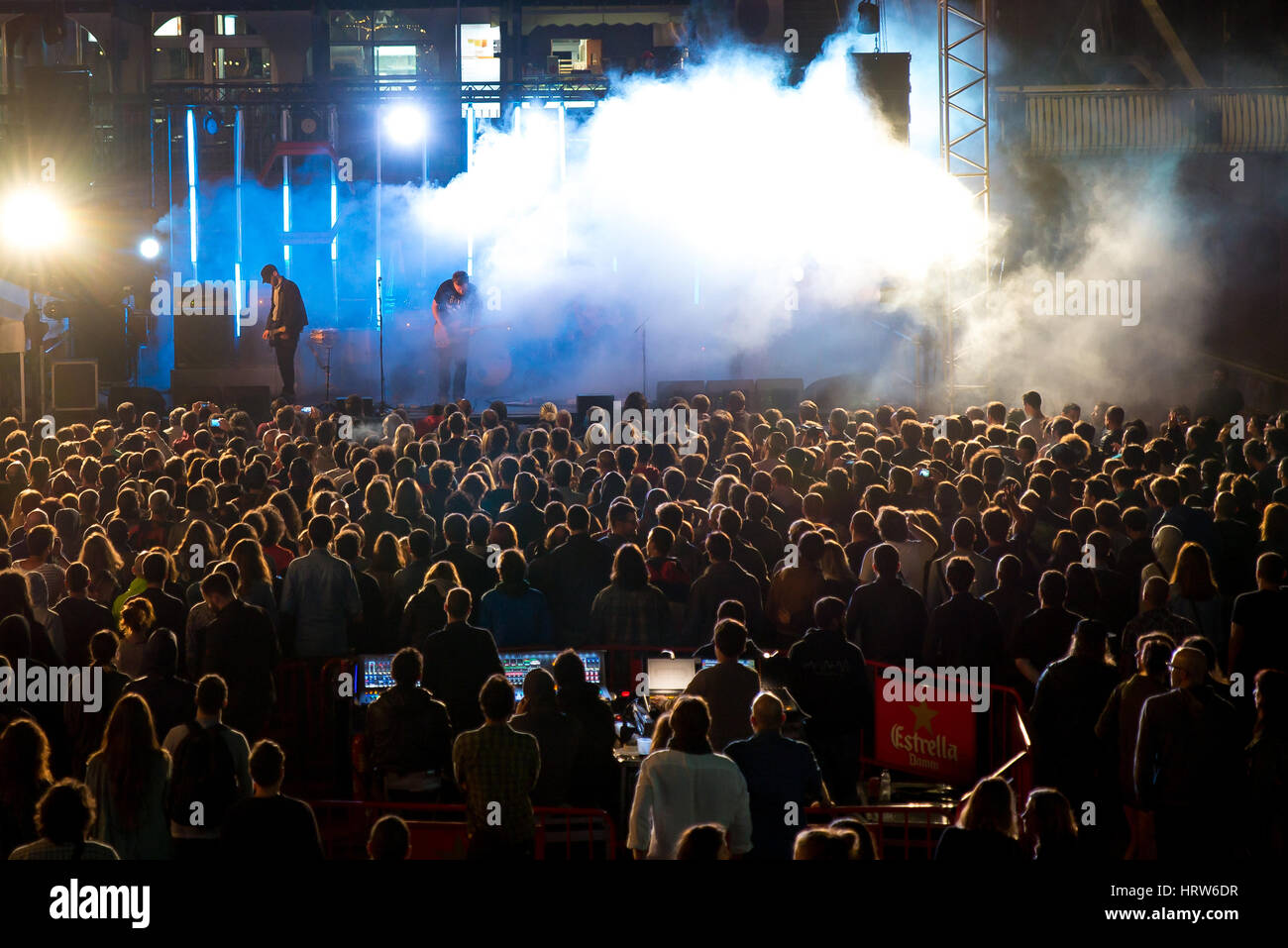 BARCELONA - SEP 5: Crowd in a concert at Tibidabo Live Festival on September 5, 2015 in Barcelona, Spain. Stock Photo