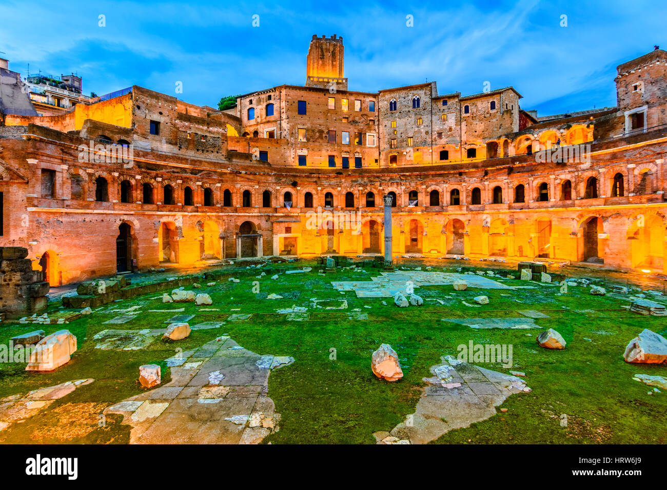 Panoramic view on Trajan's Market, a part of the imperial forum of Rome, Italy Stock Photo