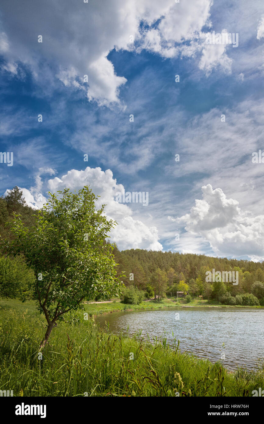 summer landscape with lake and cloudy sky Stock Photo - Alamy