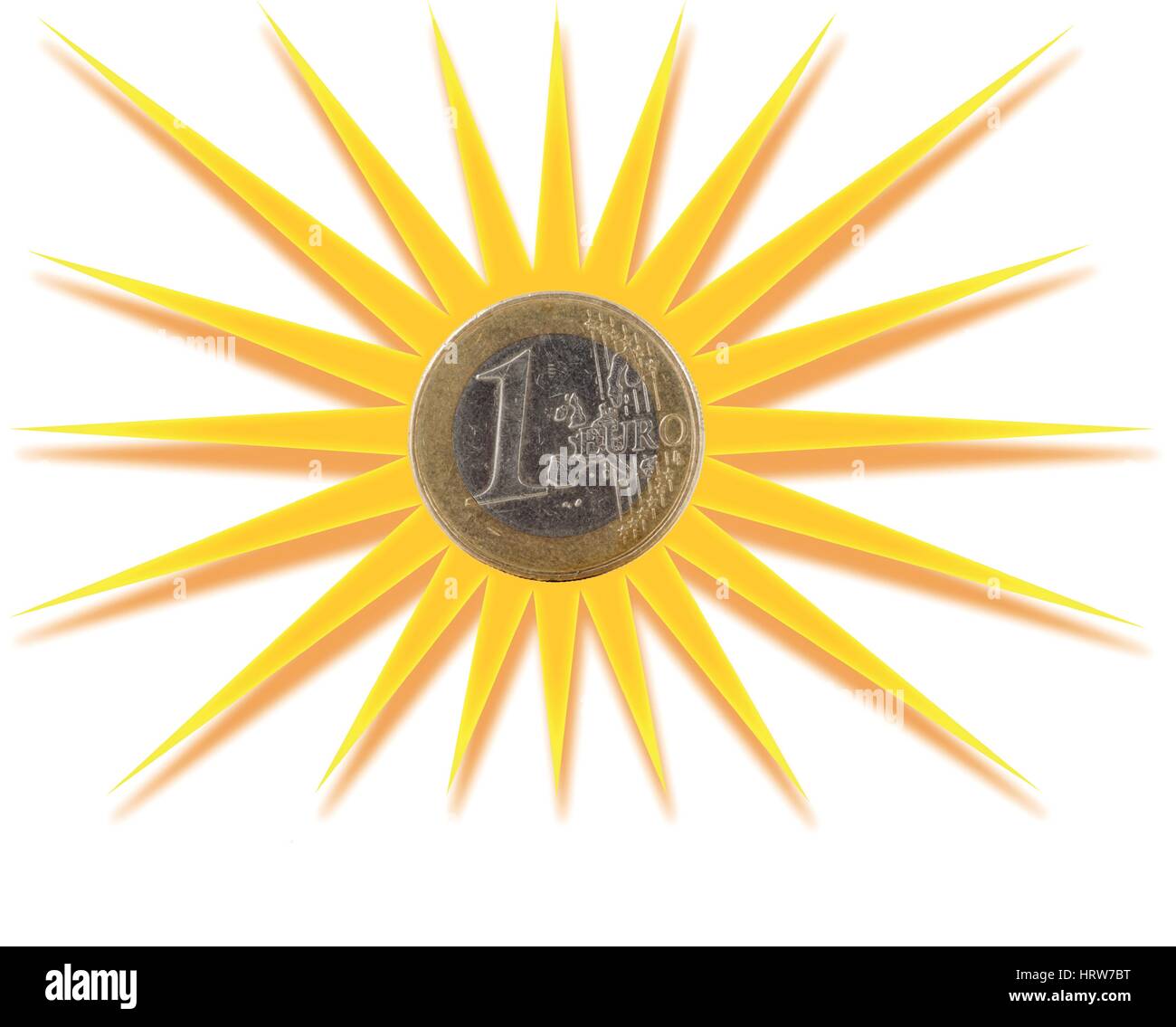 Euro coin inscribed in golden sun symbol Stock Vector