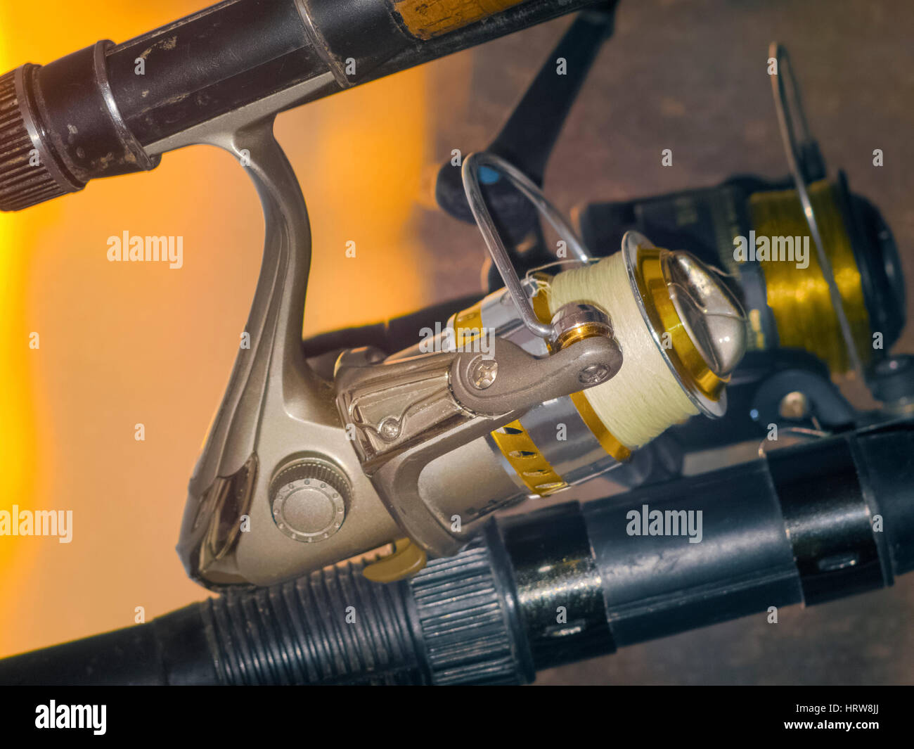 The beautiful golden reel for the fishing Stock Photo