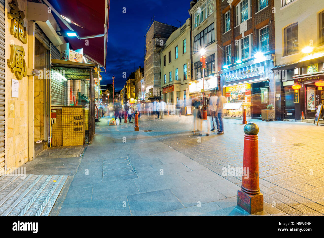 LONDON - SEPTEMBER 08: Night view of the famous Gerrard street which is the main street of London's chinatown at night on September 8th, 2016 in Londo Stock Photo