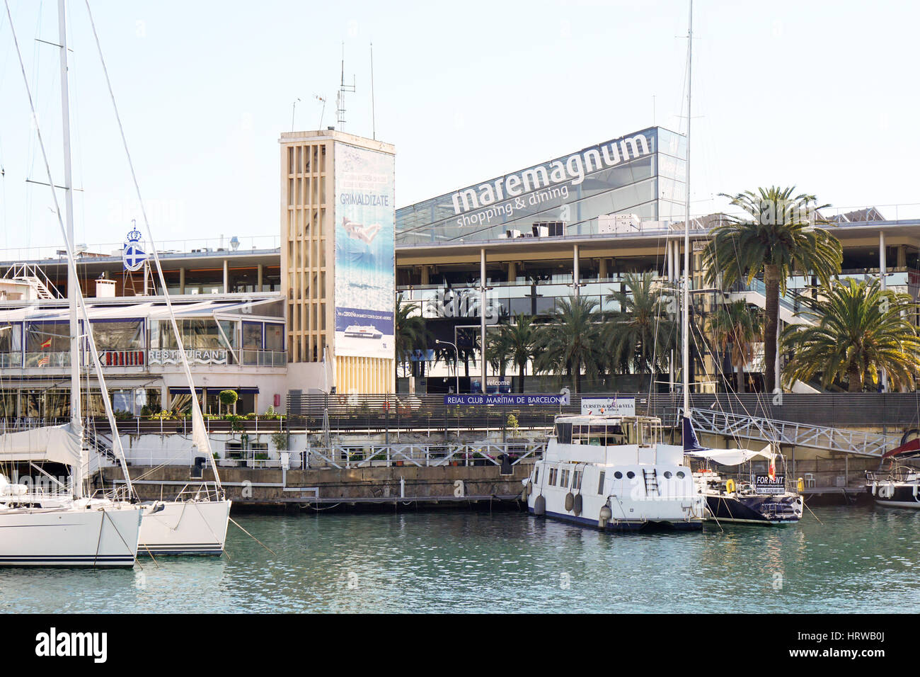 Barcelona, Spain - March 01, 2016: Maremagnum shopping and dining mall at Port Vell harbor. Stock Photo