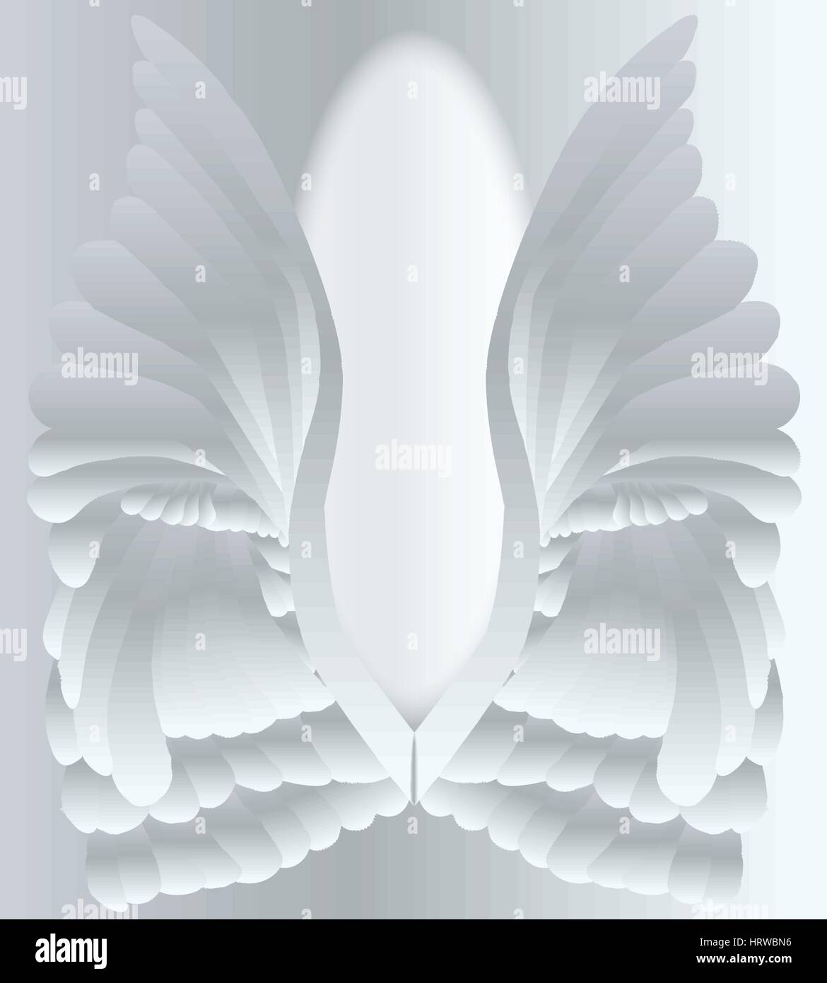 A large pair of silver angelic style wings. Stock Vector