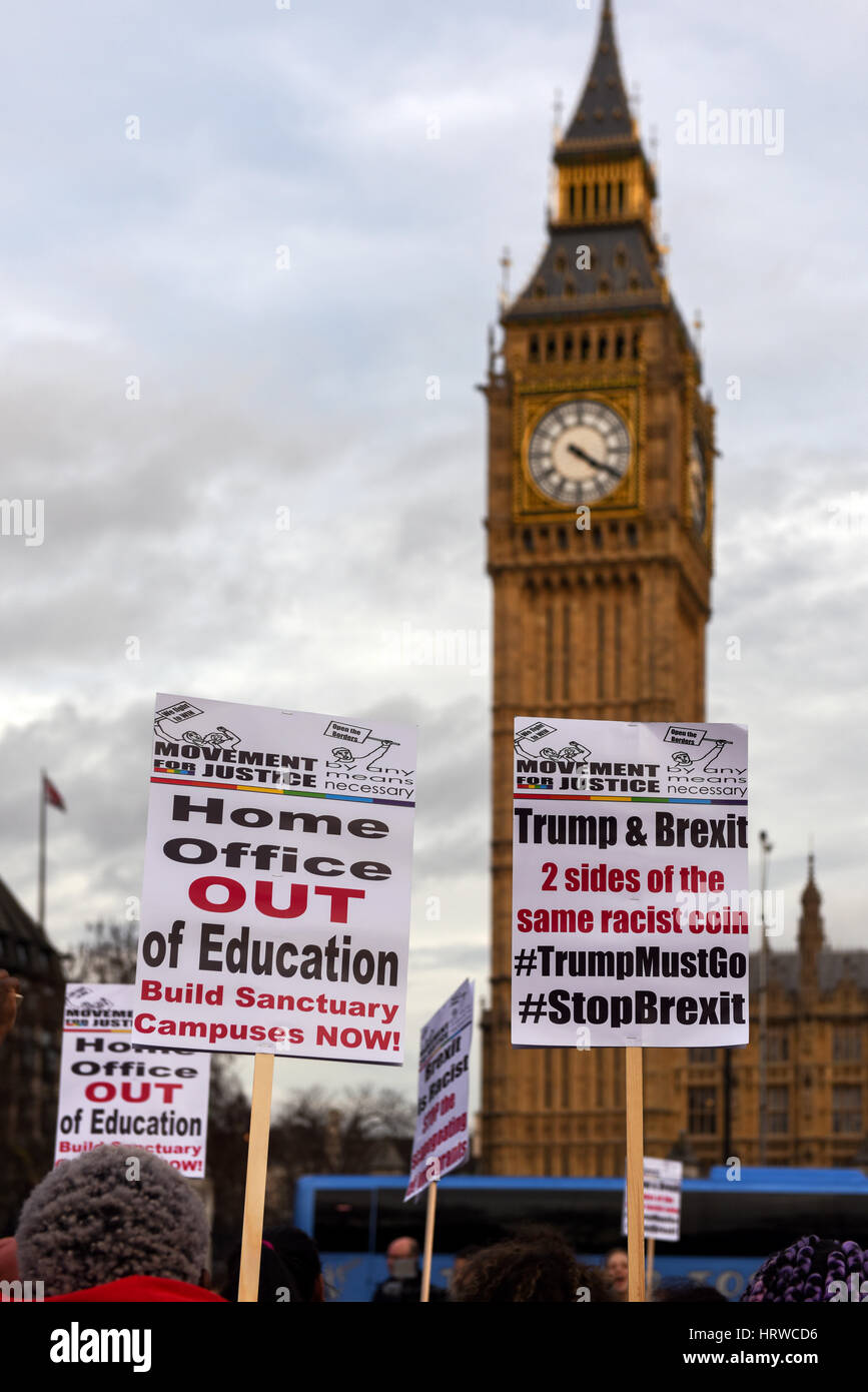 Stop Trump & Stop Brexit demonstration in Parliament Square, London. Stock Photo