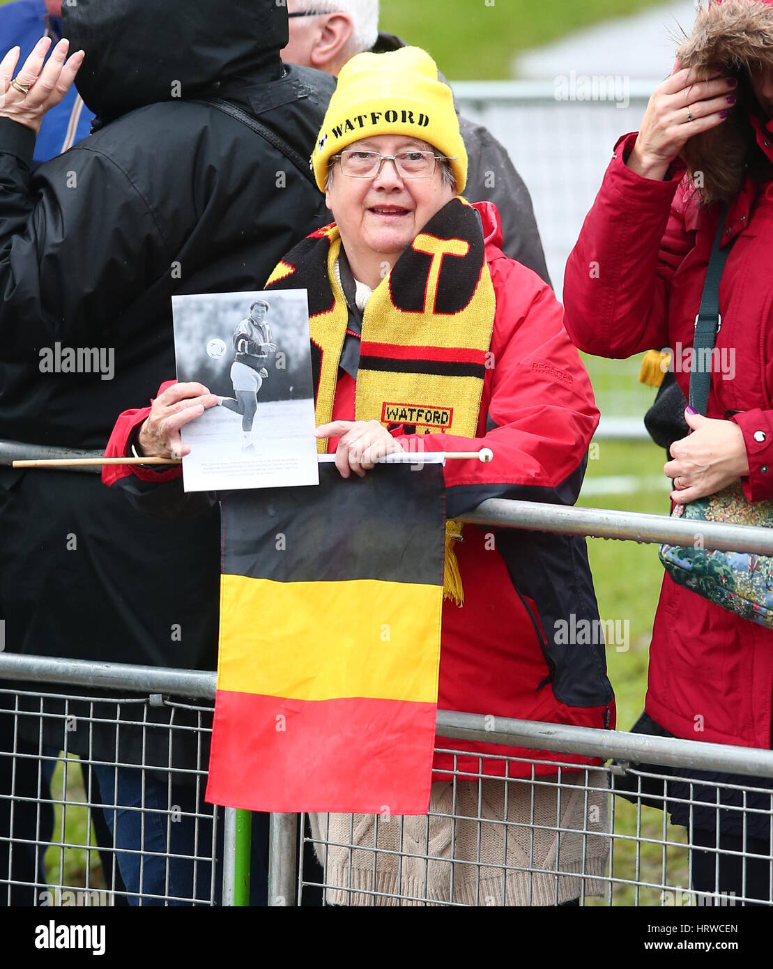 The funeral of ex-England manager Graham Taylor takes place at St. Mary's Church in Watford. Taylor managed Watford FC twice, famously during the time the club was owned by Elton John. He also managed Aston Villa and Wolves.  Featuring: Atmosphere Where: Stock Photo