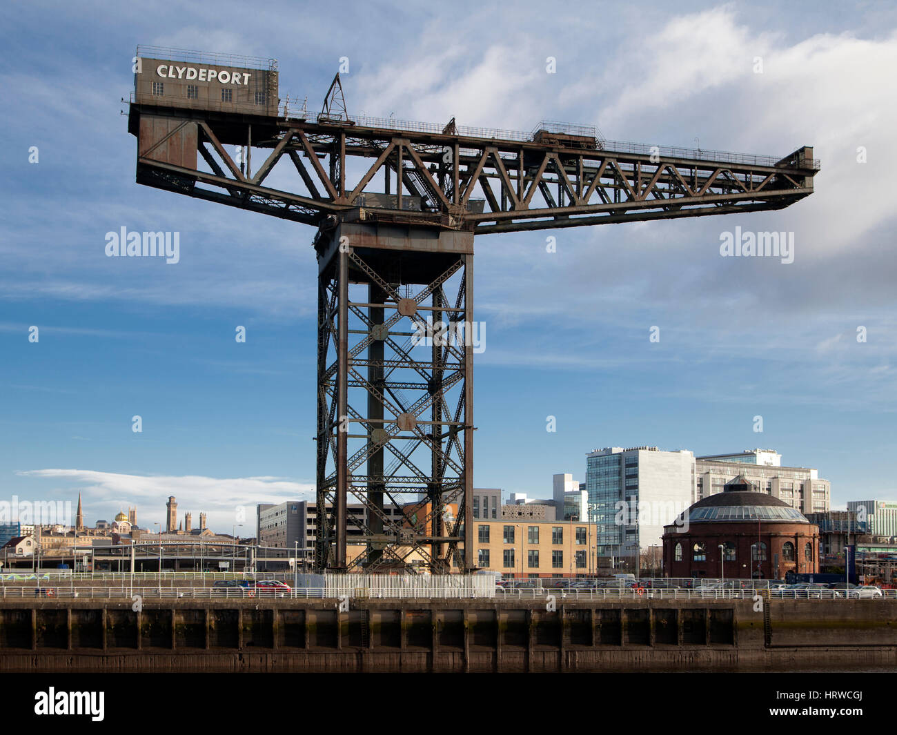 Glasgow dockside area, showing the Finnieston Crane and the Rotunda Stock Photo