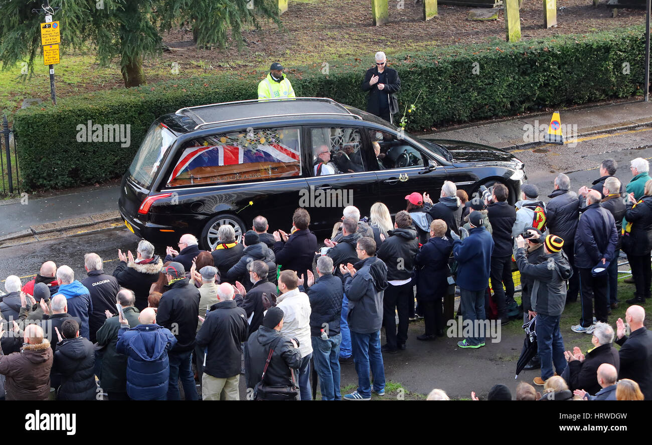 The funeral of ex-England manager Graham Taylor takes place at St. Mary's Church in Watford. Taylor managed Watford FC twice, famously during the time the club was owned by Elton John. He also managed Aston Villa and Wolves.  Featuring: Atmosphere Where: Stock Photo