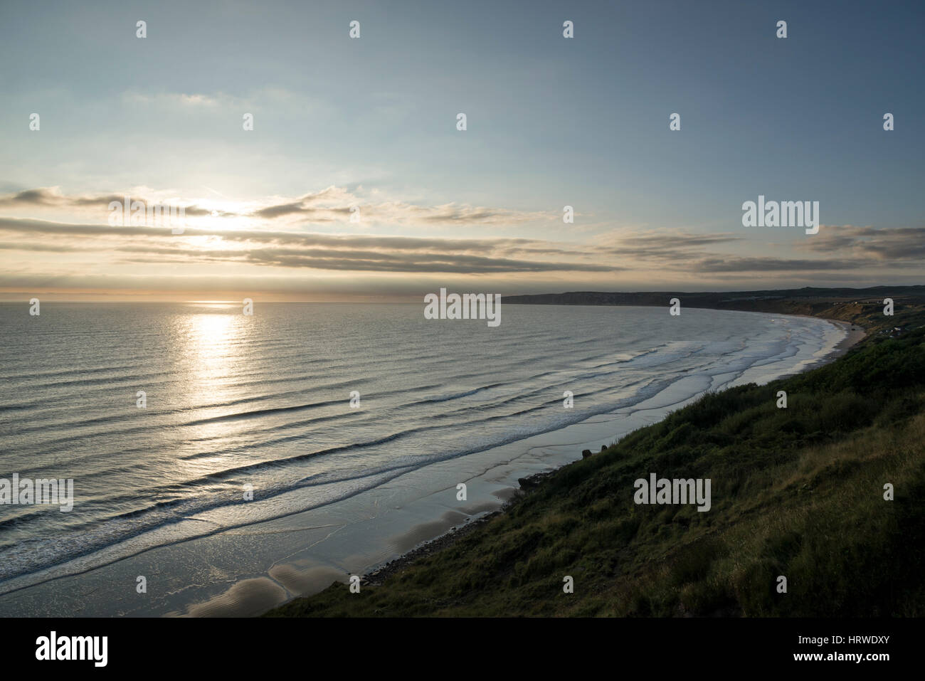 Beautiful morning at Hunmanby sands, Filey bay on the coast of North Yorkshire, England. Stock Photo