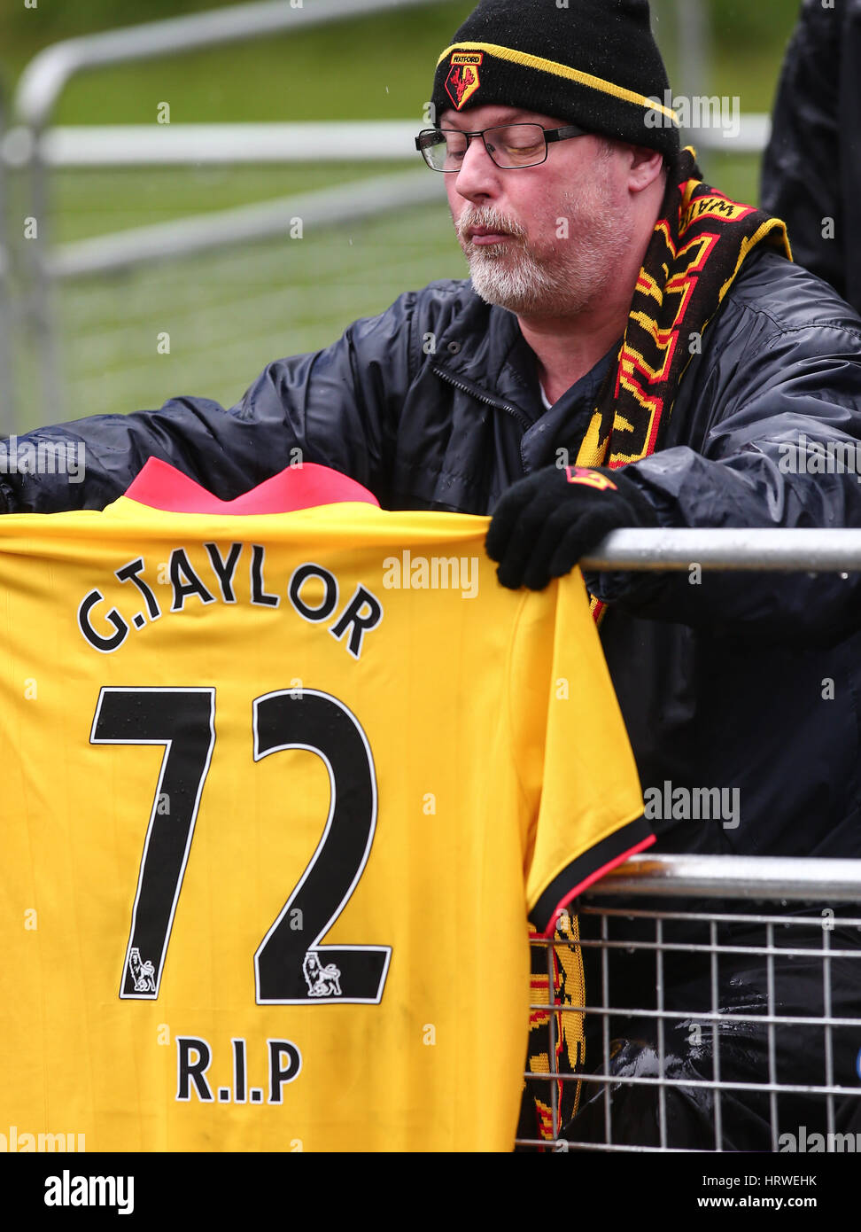 The funeral of ex-England manager Graham Taylor takes place at St. Mary's Church in Watford. Taylor managed Watford FC twice, famously during the time the club was owned by Elton John. He also managed Aston Villa and Wolves.  Featuring: Atmosphere Where: Stock Photo