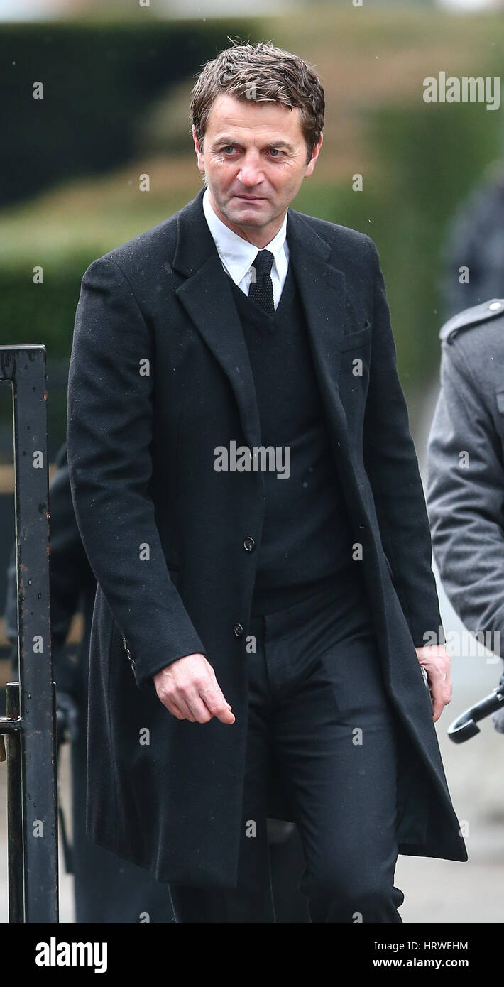 The funeral of ex-England manager Graham Taylor takes place at St. Mary's Church in Watford. Taylor managed Watford FC twice, famously during the time the club was owned by Elton John. He also managed Aston Villa and Wolves.  Featuring: Tim Sherwood Where Stock Photo