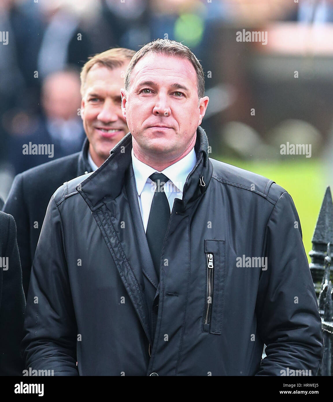 The funeral of ex-England manager Graham Taylor takes place at St. Mary's Church in Watford. Taylor managed Watford FC twice, famously during the time the club was owned by Elton John. He also managed Aston Villa and Wolves.  Featuring: Malky McKay Where: Stock Photo